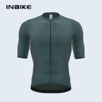 INBIKE Men's Cycling Jersey Short Sleeve Breathable Mesh Summer Bike Shirt, Black/Green/Grey, EU S-XXL