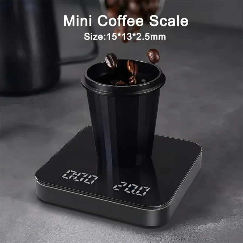 Electronic Coffee Scale with Silicone Pad Digital Coffee Scale with Timer LED Display USB Charging Home Cafe Use Good Gift