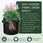 5 Pack Grow Bags, Garden Planting Nonwoven Fabric Pots with Reinforced Handle(3 Gallon，4 Gallon, 5 Gallon, 7 Gallon, 30 Gallon)