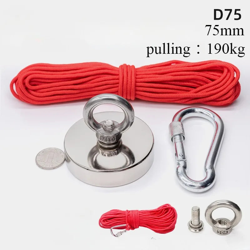 Super strong neodymium magnet, iron and boron lifting ring, magnetic suction cup, salvage artifact set