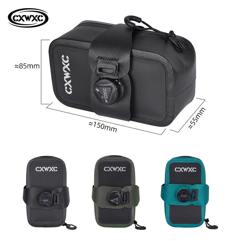 CXWXC TPU Bicycle Saddle Bag 0.6L Self Locking Knob Tail Bag Portable BOA Cycling Bag Waterproof Thick Hardened Mini Bike Bags