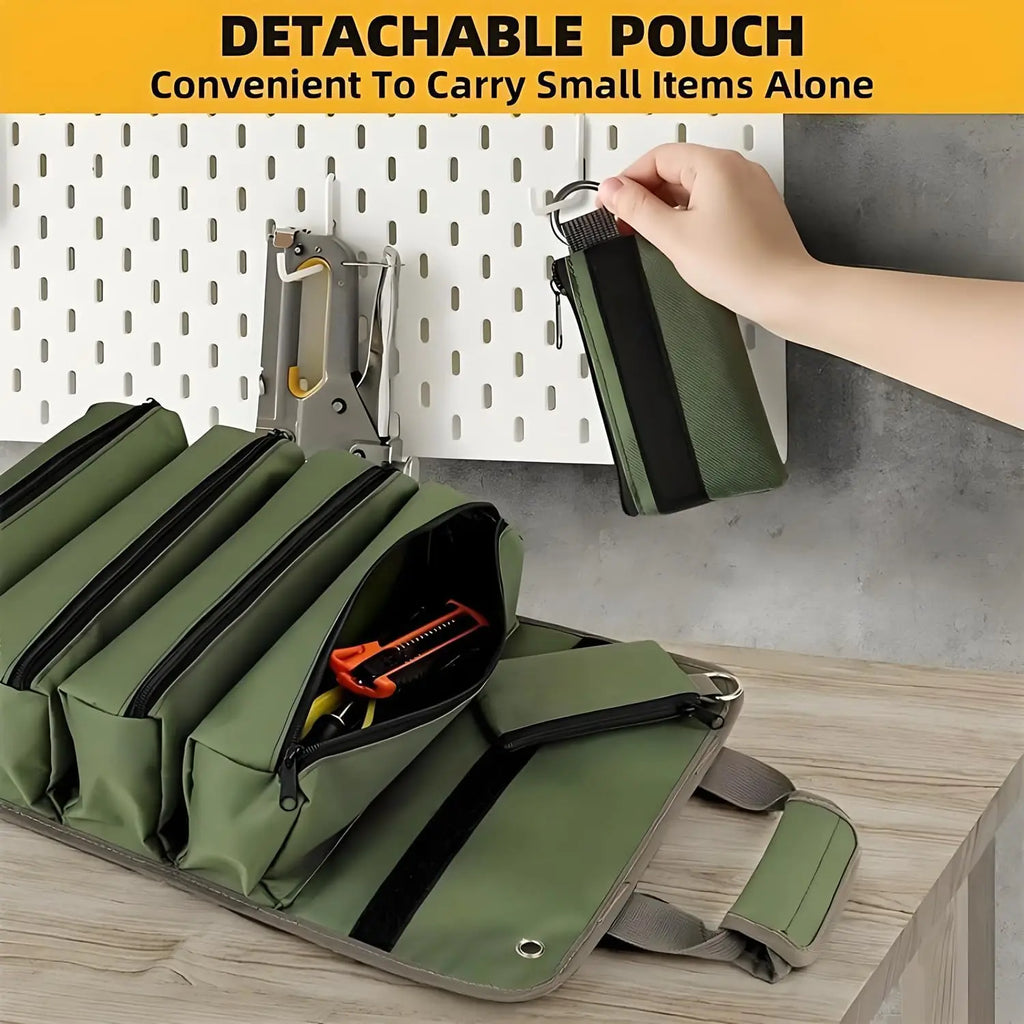 Heavy-Duty Multi-Purpose Professional Multi-Pocket Tool Roll Portable Organizer with Multiple Compartments for Hardware DIY