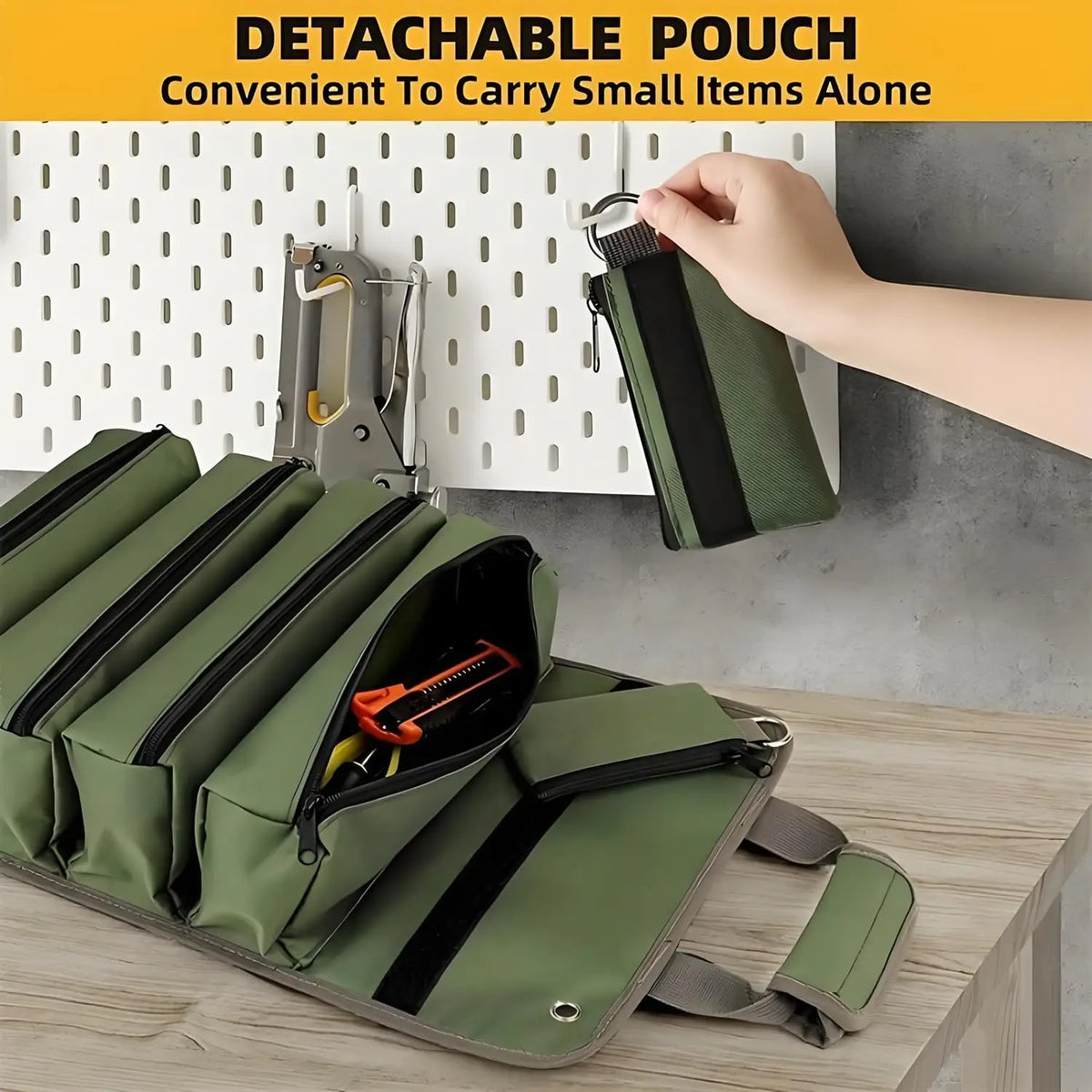 Heavy-Duty Multi-Purpose Professional Multi-Pocket Tool Roll Portable Organizer with Multiple Compartments for Hardware DIY