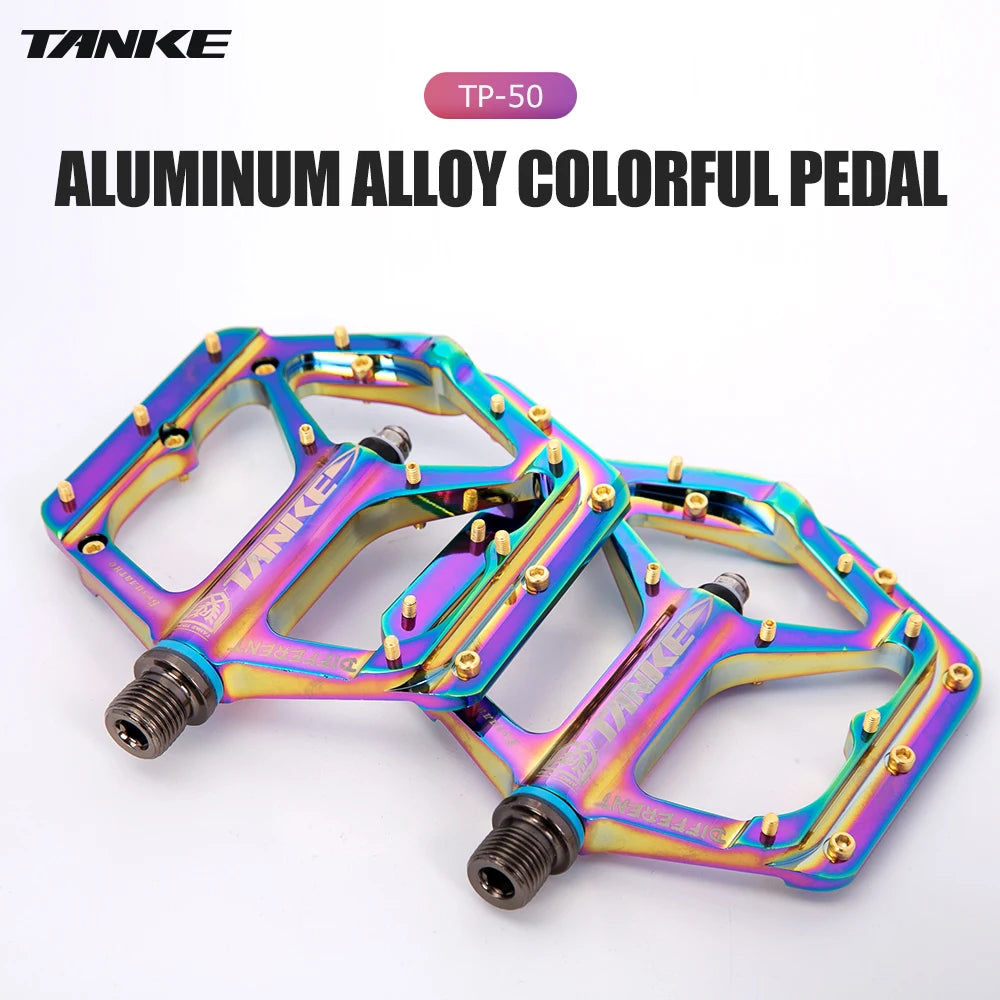 TANKE MTB Bike Pedals Aluminum Alloy Non-Slip Platform 10 Pins/Side with Bearings, Colors