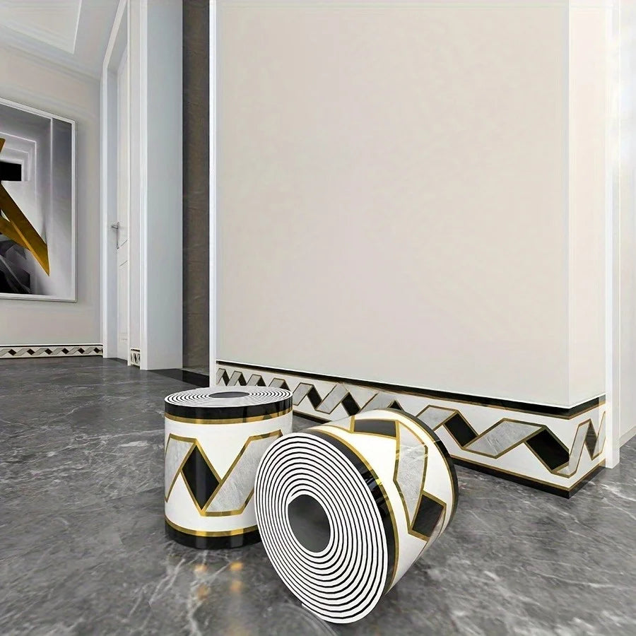 Rolled Self-Stick Baseboard Trim-Anti-Collision Waterproof Wall Waistband Sticker for Living Room Bedroom Home Decor