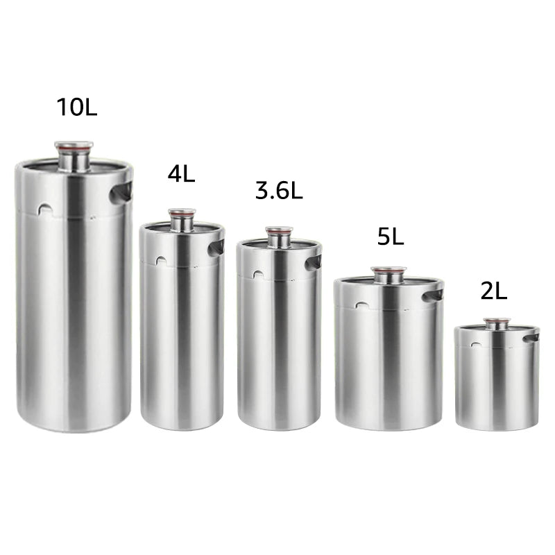 Mini Beer Keg Growler Craft Beer Barrel Carbonated Dispensing Container, 2L-5L