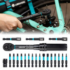 21pcs Bike Torque Wrench 1/4" 2-14Nm Bike Torque Wrench Set Socket Spanner with Impact Bit Bicycle Motorcycle Ratchet Repair Kit