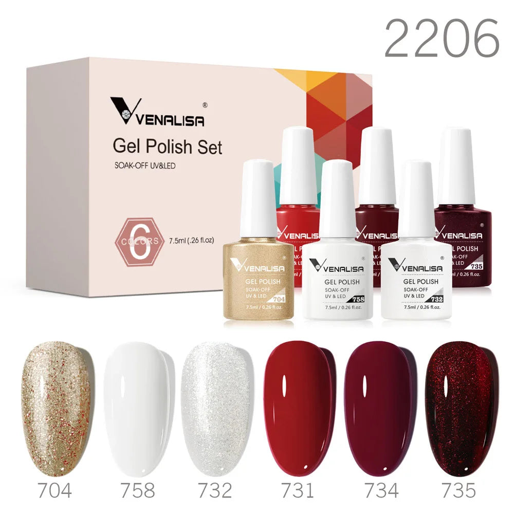 6/12pcs/Set Venalisa Gel Nail Polish VIP Kit Charming Neon Color Gel Pink Natural Color Series Rubber Gel Great Coverage Lacquer