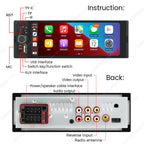 1Din Wireless CarPlay Android AUTO HD touch screen Universal 6.86'' Car Radio FM Stereo MP5 multimedia player BT TF port Camera
