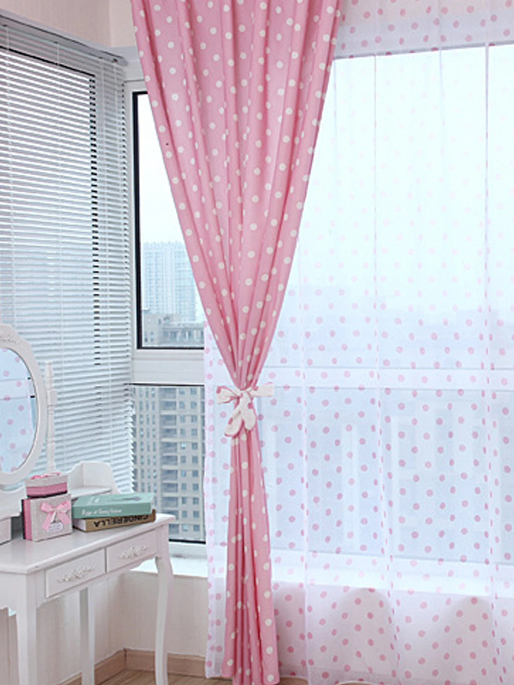 Polka Dot Curtain Panel 1pc Multi Color Grommet Top, W100-150 x H210-270cm