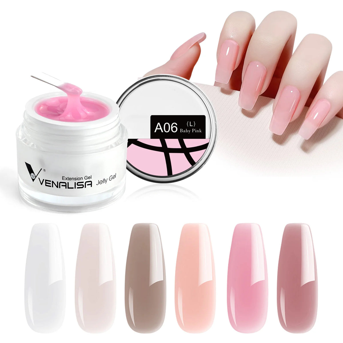 VENALISA Jelly Builder Gel 50ml Pink Nude Soak Off UV LED Hard Gel Nail Extension