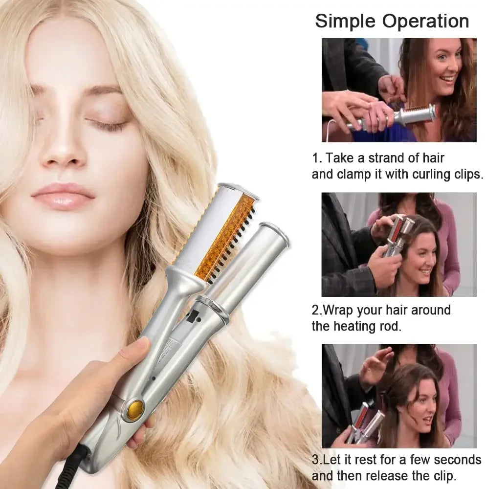 Automatic Rotating Hair Curler Wand Styler, Auto Curling Iron with EU/UK/US Plug Options