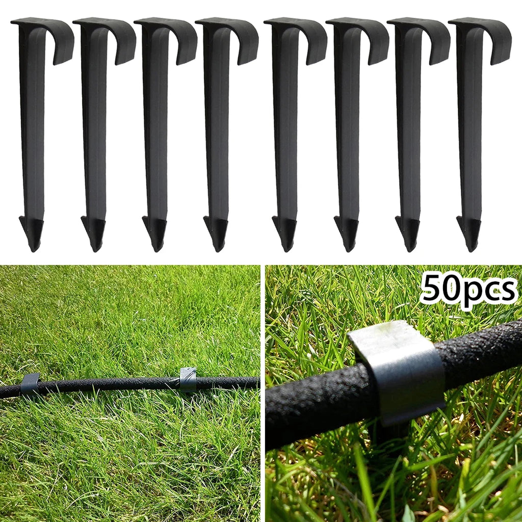 50pcs DN16 C-Type Ground Stakes For PE Pipe Drip Irrigation Hose Tube Holder Ground Stakes Irrigation Tube Holder Spike Pegs