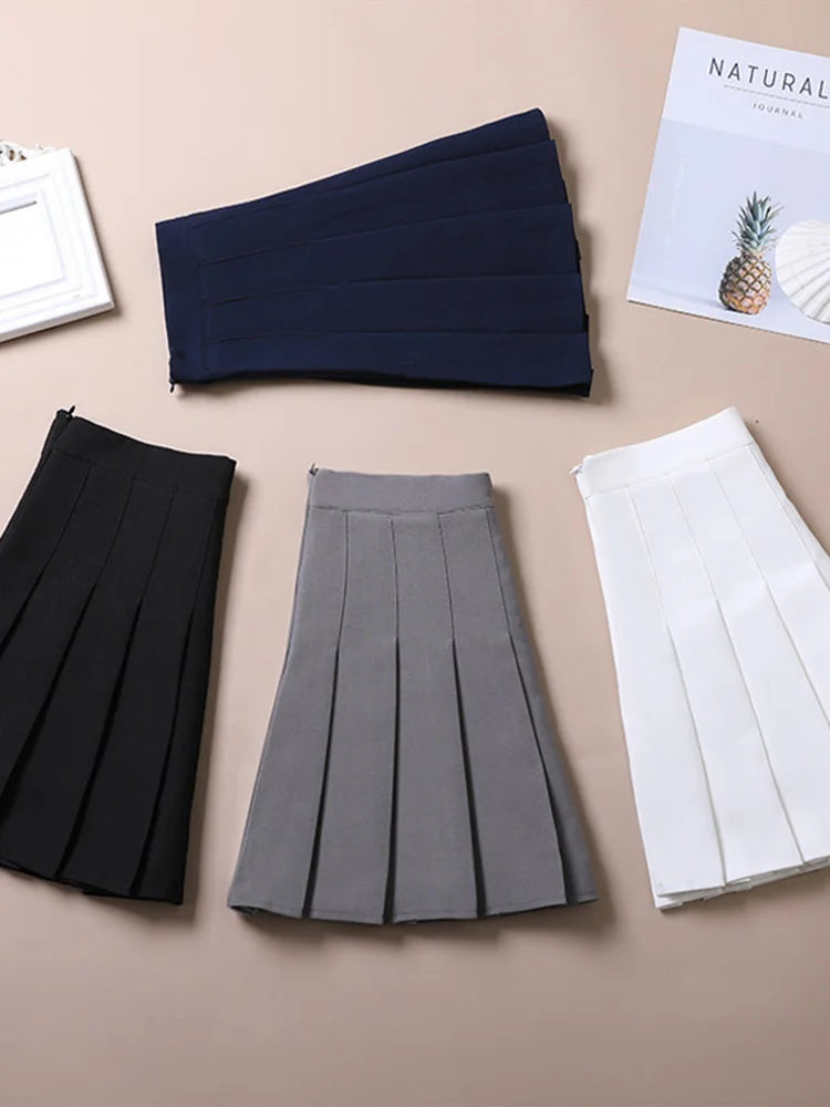 Brown Skirt Ladies 2025 Summer Clothes Women's High Waist Harajuku Korean Style Black Mini Pleated Skirt For School Girl Uniform