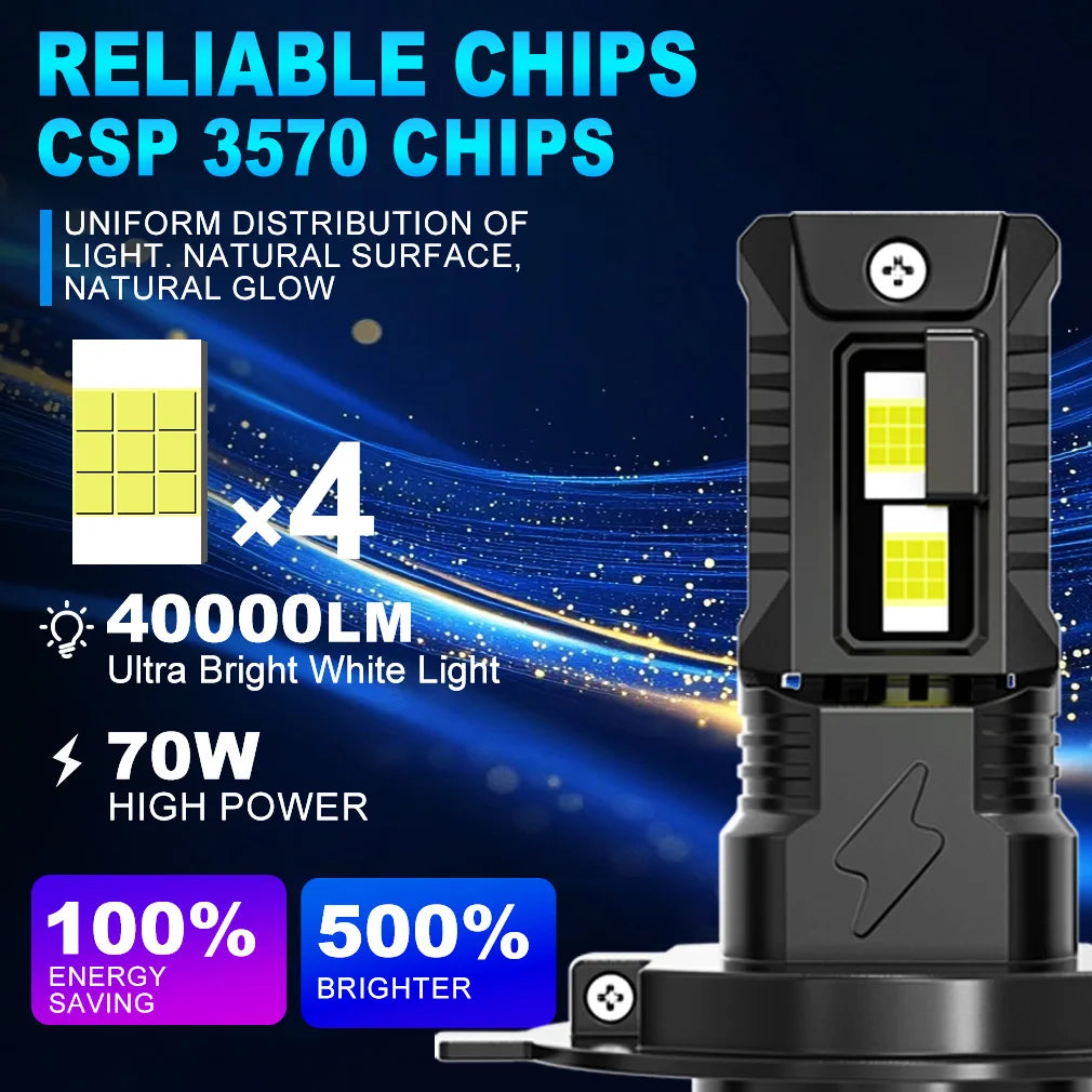 XSTORM H4 LED Headlights Bulbs H7 H11 9005 9006 LED Lights for Car 30000LM 70W Canbus NO ERROR Auto Headlights 6000K 12V