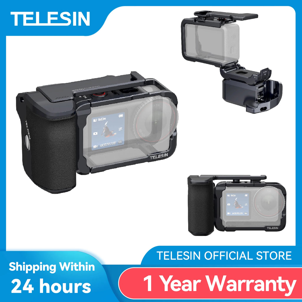 TELESIN Hand Grip Aid Remote Control Kit Aluminum alloy Set For DJI OSMO Action6 Rabbit Cage Quick release Protective case