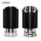 Universal Glossy Carbon Fiber Car Exhaust Muffler Tip Clamp‑On Straight Exhaust Pipe Mufflers Nozzle Straight Stainless Silver