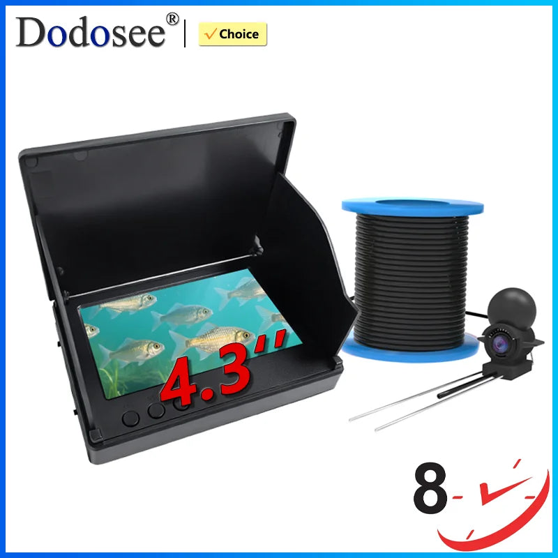 Dodosee 220° Underwater Fishing Camera Handheld 1080P 4.3'' LCD Fish Finder Portable Fish Depth Finder Water With Night Vision