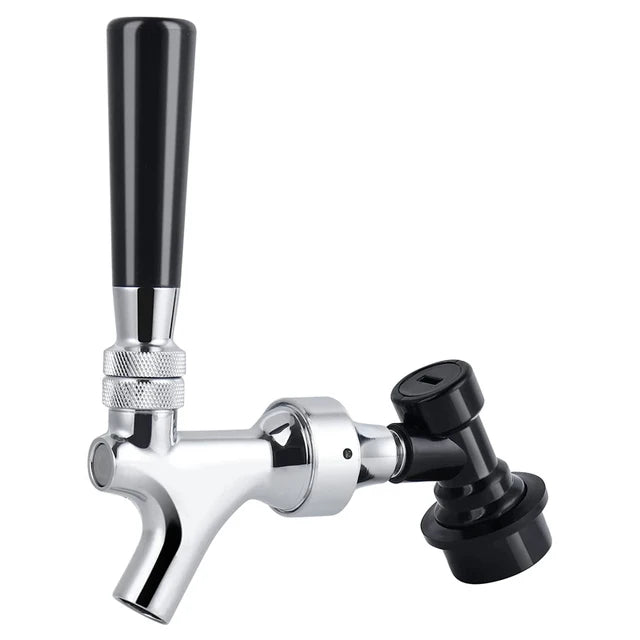 Beer Tap Faucet with Adjustable Flow, Chrome Plated Homebrew Kegerator Tap, Ball Lock