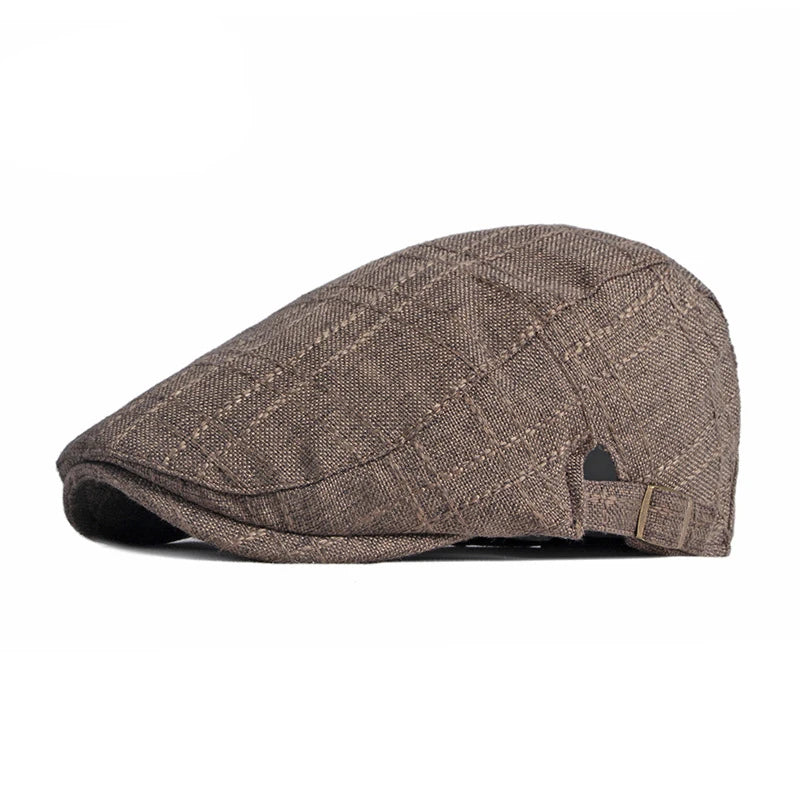 Vintage Beret Hat For Men Cabbie Visor Women Herringbone Peaked Cap Breathable Plaid Flat Cap Summer Duckbill Hat Adjustable