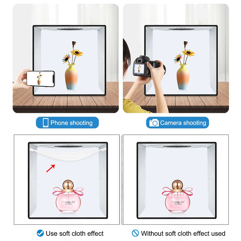 30/40CM Photo Studio Light Box,Dimmable Portable Photography Lightbox,Photo Studio Shooting Tent Box Kit 6/12 Colors Background