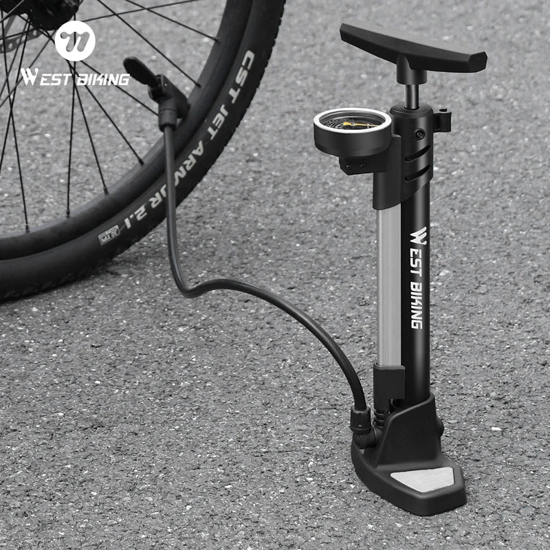 WEST BIKING Digital Bicycle Tire Pump 160 PSI with Gauge, Presta/Schrader/Dunlop, Black