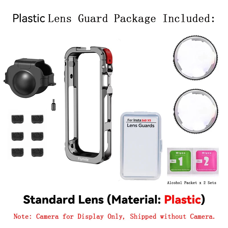 Aluminum Protective Case For Insta360 X5 Camera Frame Rabbit Cage With Silicone Lens Cover Cold Shoe For Insta 360 X5 Accessory