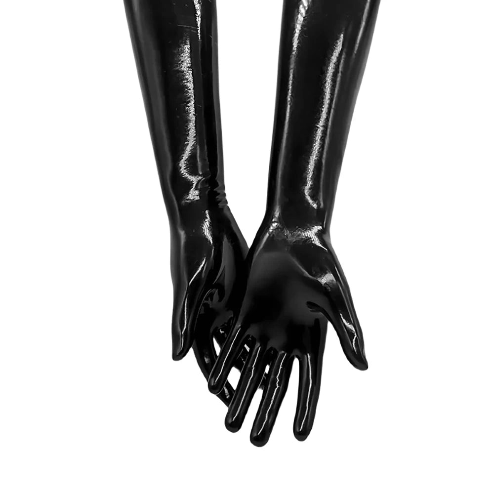 Black Long Latex Gloves for Women Men,Fetish Natural Rubber Gloves Cosplay Costume Party Clubwear