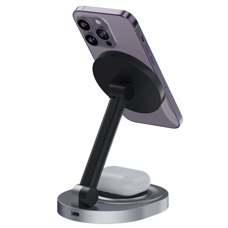 2 In 1 Magnetic Wireless Charger Stand Pad For iPhone 15 14 13 12 11 Pro Max 11 X Apple Watch Airpods Fast Charging Dock Station