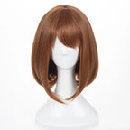 Anime My Hero Academia Ochako Uraraka Wigs Short Synthetic Brown Bob Heat Resistant Cosplay Costume Wig