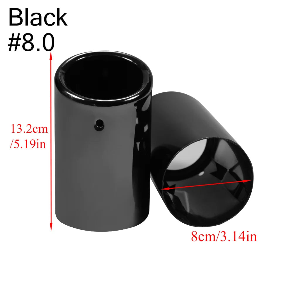 2pcs Stainless Steel Exhaust Muffler Tip Covers 7-9.5cm Black/Silver/Blue for Audi/VW