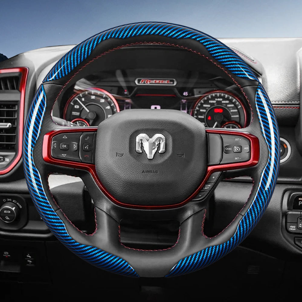 Ram steering wheel cover carbon fiber texture segmented quick-release 2pc/3pc set, colors