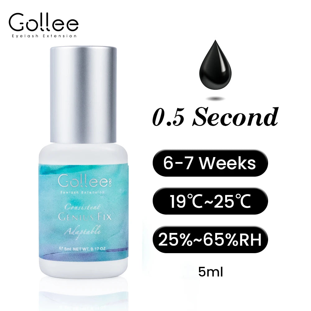Gollee 0.5-1s Fast drying lashes glue Latex-free Eyelash Extensions Glue 5ml Professional Waterproof eyelash extension supplies