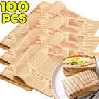 50/100Pcs Oil-Proof Paper Sheet Food Sandwich Packaging Paper Newspaper Style Greaseproof Deli Paper for Wrapping Burger Bread