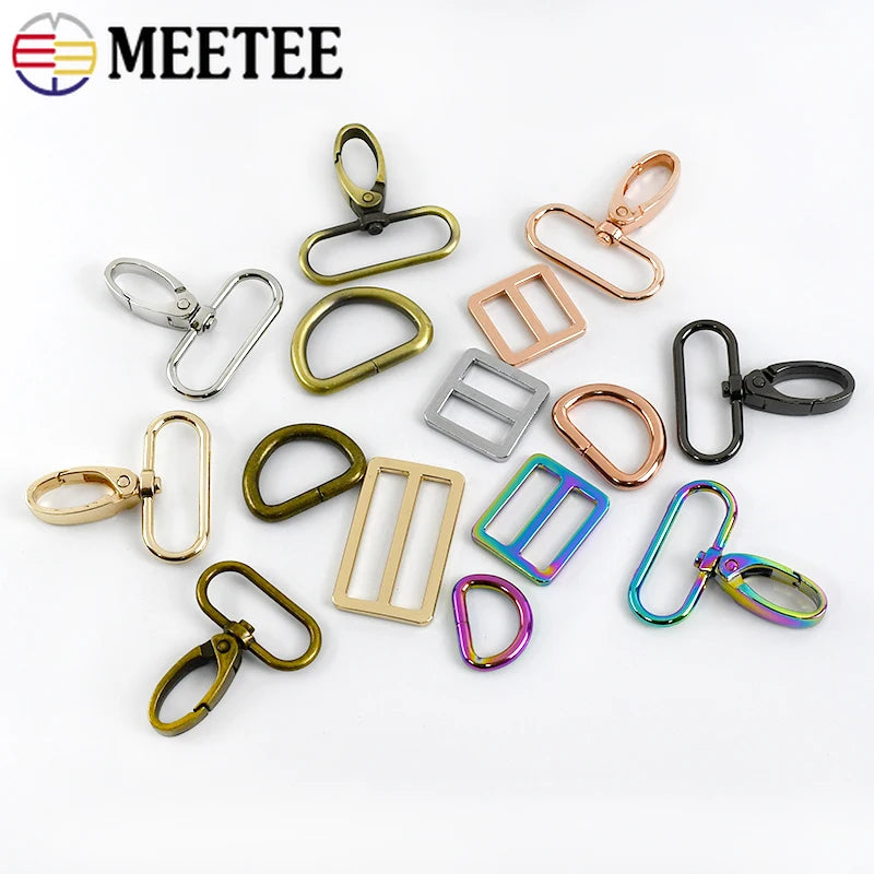 2/3Sets 16-38mm Bag Strap Lobster Buckle Metal Tri-glide Clasp For Webbing Adjuster D Ring Pet Collar Hook Hardware Accessories