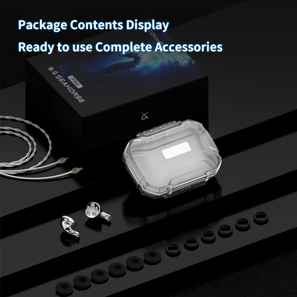 TRN Seahorse Pro flat-head earbuds 14.2mm dynamic driver metal earphones 3.5mm/4.4mm