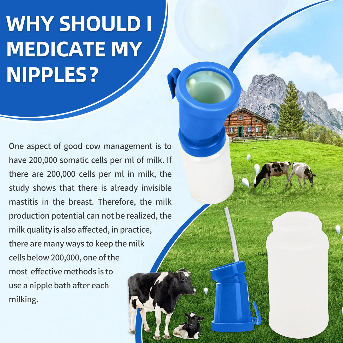 1PC Teat Dip Cup Convenient Professional Prevent Return Portable 300ml Nipple Cleaning Livestock Supplies for Cattle Goat Cow