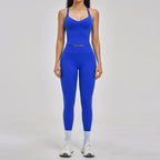 Women's 2pc Yoga Set High Waist Leggings + Top Workout Gym Tracksuit, Black/Blue S-XL