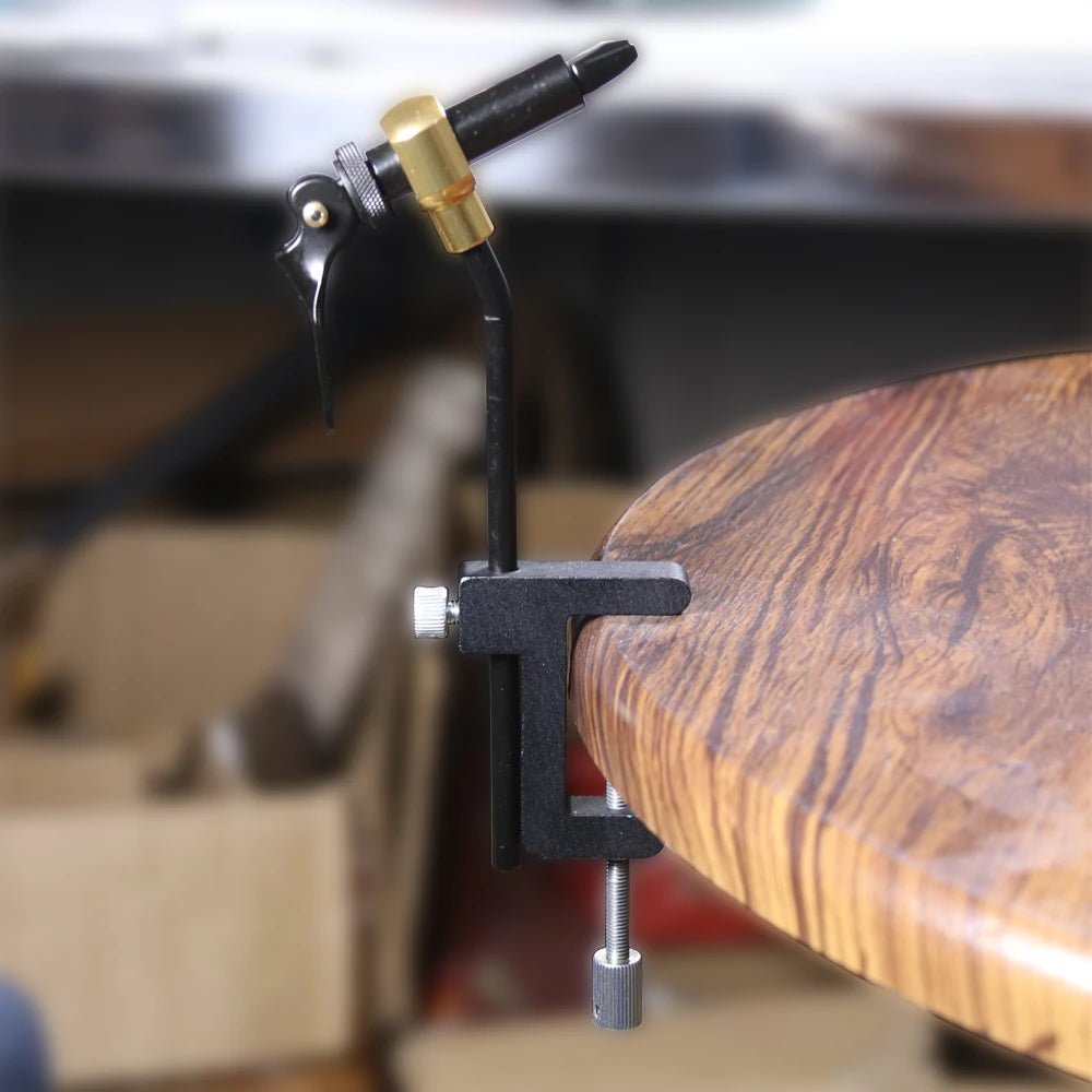 Wifreo Rotary Fly Tying Vise with C-Clamp, Brass/Steel, Rotating Hook Holder, 1pc