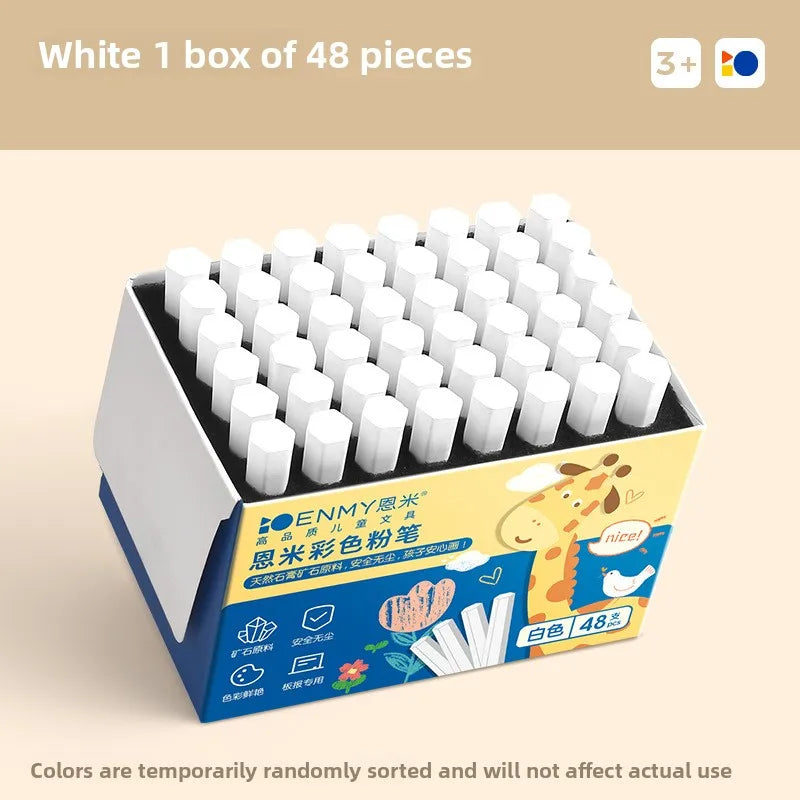 ENMY Dustless Chalk Sticks Non-Dusty Bright Colors, 12-36 Colors, 48-72 pcs