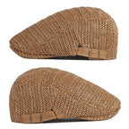 Summer Beret Hat Men Full Mesh Herringbone Cap Breathable Peaked Ivy Cap For Women Daily Wear Sunshade Cabbie Hat Visor