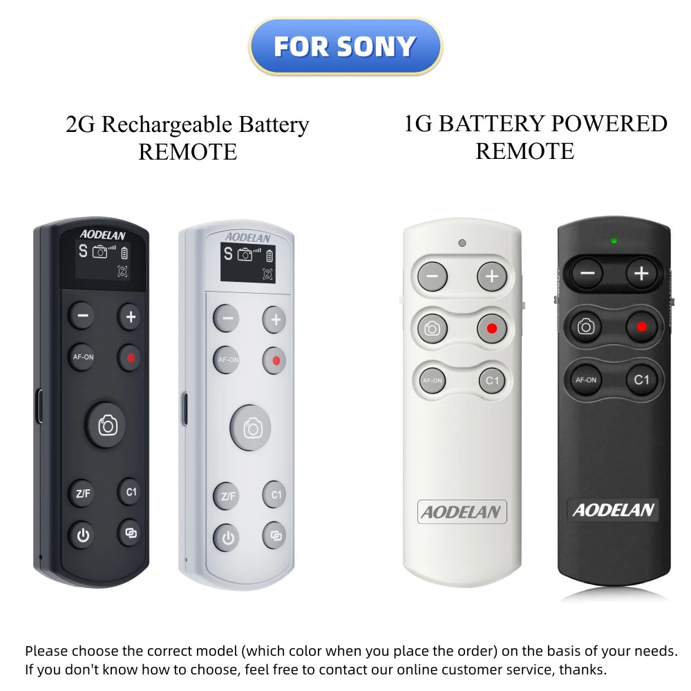 Sony Camera Wireless Remote Shutter Release with OLED Screen, Rechargeable, Black/White