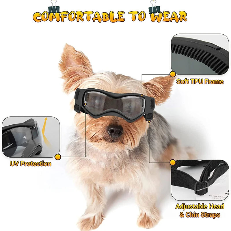Dog Sunglasses Soft Adjustable UV Protection Pet Goggles Easy Wear Puppy Glasses For Small Medium Breed Outdoor Riding Driving