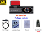 Ultra HD Dash Cam 4K Loop Recording 24H Parking Monitoring Optional 1080P Night Vision Rear Camera Supports WiFi APP Control
