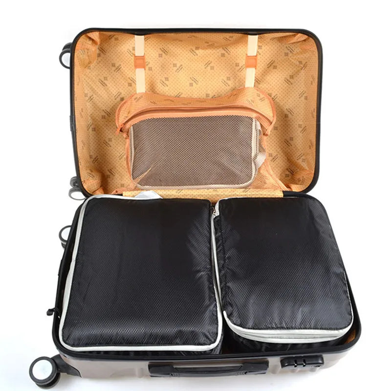 Luggage Cubes Organizer Portable Travel Storage Bag Compressible Packing Cubes Foldable Waterproof Travel Suitcase Nylon Handbag