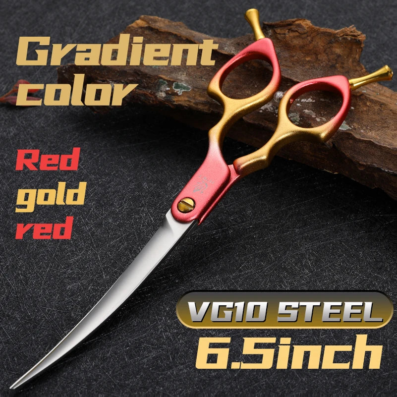 Fenice Curved Pet Grooming Scissors 6.0 or 6.5 in, JP440C/VG10 Steel, Color Options