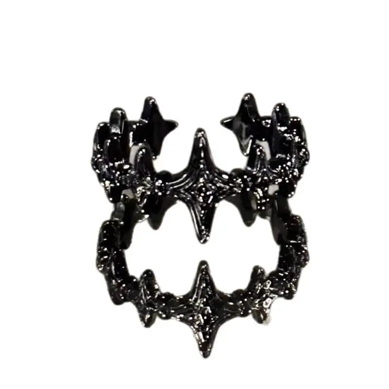 Fashion Irregular Cross Star Open Ring for Women Men Punk Gothic Sliver Color Adjustable Couple Rings Y2K Egirl Jewelry Gift