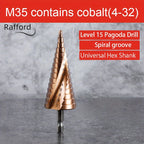 Rafford 4-12/4-20/4-32mm M35 Cobalt Step Drill Bit Tapered HSS-CO HSS Drill Bit Spiral Groove Triangle Shank For Stainless Steel