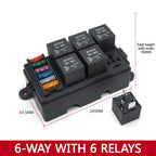 Earu automotive fuse box with relay block assembly, 3-15 way circuit protection (style options)