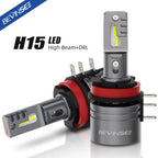 BEVINSEE 2pcs H15 LED Bulbs High Beam + DRL Daytime Running Light Turbo Auto LED Lamp For BMW Audi Ford VW Benz Mazda 6000K 12V